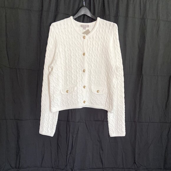 Nwt J Crew Odette cable-knit sweater lady blazer jacket in cotton-blend boucle - Picture 2 of 7